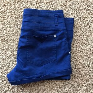 Blue high rise shorts
